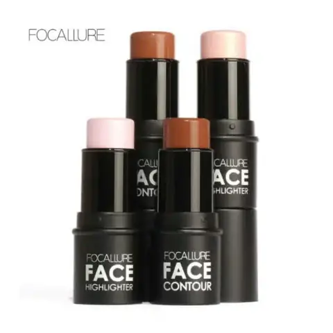 Focallure dual-ended Highlighter and Contour Multi Stick Fa01, sleek black packaging, capped.