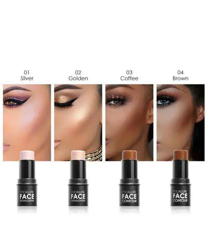 Close-up of Focallure creamy Highlighter and Contour tips, twisted up, ready for use. - thumbnail