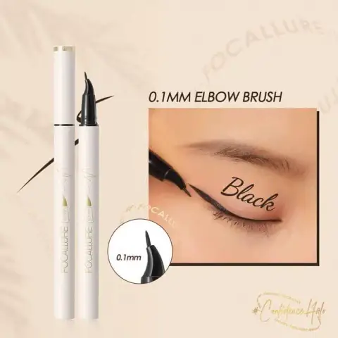 Focallure Lasting Waterproof Liquid Eyeliner C01 Black pen, standing upright on a clean white surface.