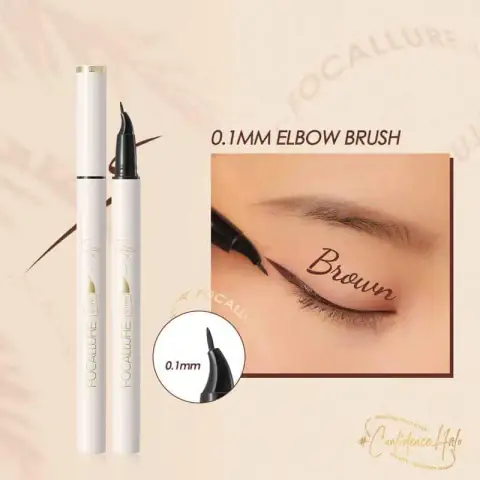 Focallure Lasting Waterproof Liquid Eyeliner C02 Brown, sleek black tube with silver cap, standing upright.
