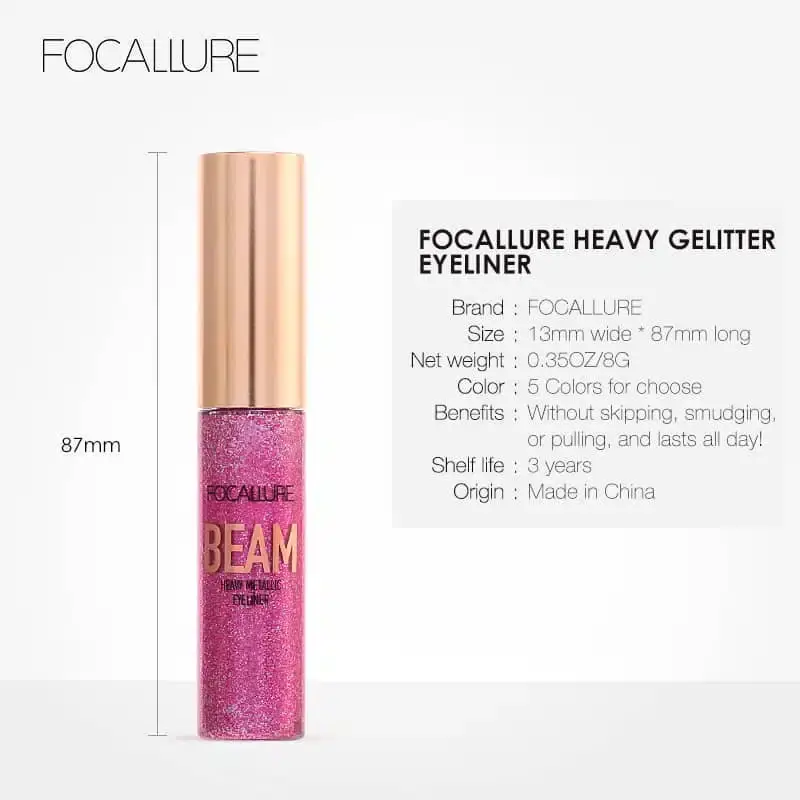 Close-up of Focallure Liquid Glitter Eyeliner's applicator dripping with dense, multi-dimensional shimmer. - thumbnail