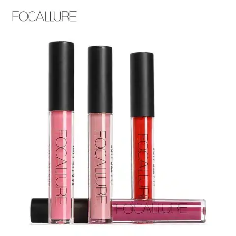 Focallure Liquid Lipstick FA24 in a sleek clear tube with black cap, showcasing a rich burgundy shade.