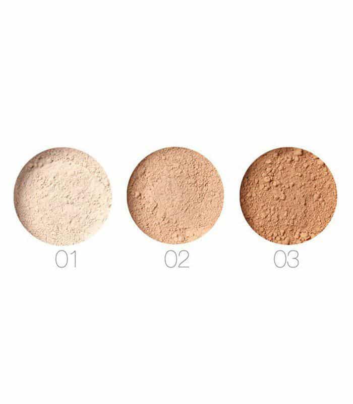 Open Focallure Fa15 Loose Powder container, showing sifter, light beige powder, and applicator puff. - thumbnail