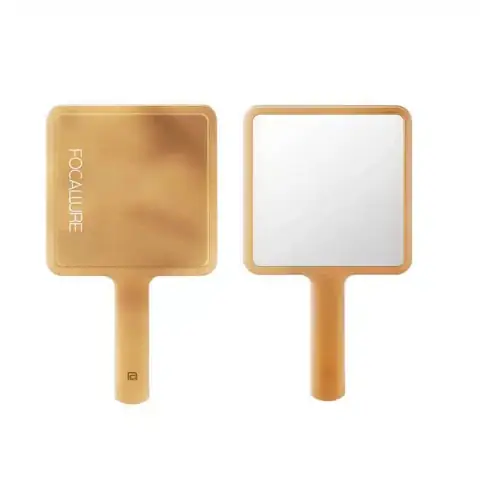 Focallure Jz01 elegant pink handheld makeup mirror with a sleek silver frame.