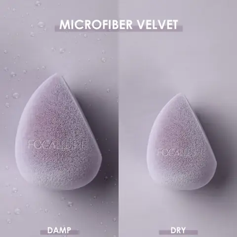 Focallure Match Max peach makeup sponge, teardrop with flat cut, ideal for foundation application.