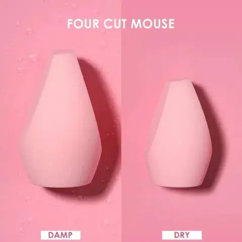 Two Focallure Match Max soft peach makeup sponges, teardrop-shaped with a flat cut.