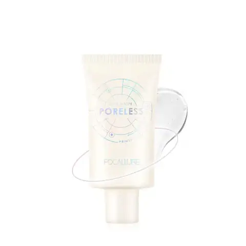 Focallure Poreless Primer Brighten and Moisture white tube with elegant gold cap, full product view.