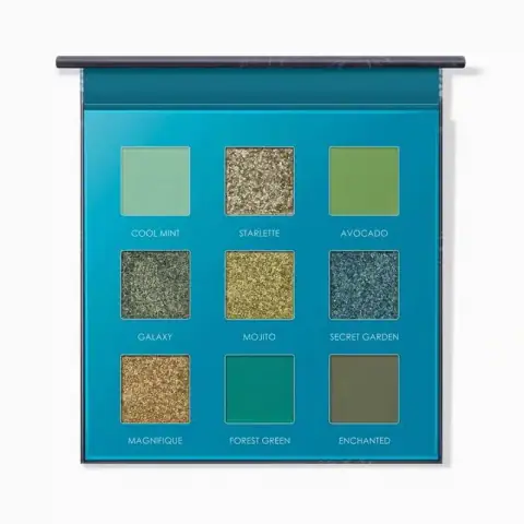 Focallure SECRET Green Eyeshadow Palette with elegant closed green compact and gold lettering.