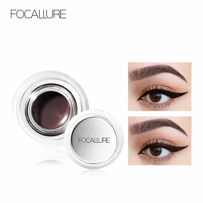 Close-up of Focallure STAYMAX Eyeliner & Eyebrow Gel applicator brush with black product. - thumbnail