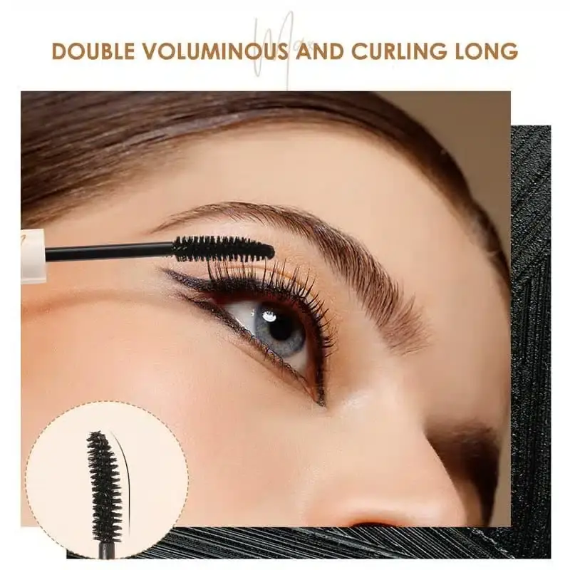 Focallure Staymax Waterproof Volumizing Mascara, open tube with applicator wand covered in black formula. - thumbnail