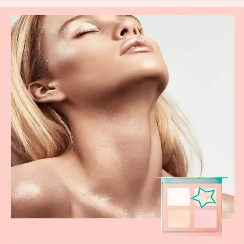 Focallure Super Star Highlighter Palette closed, showcasing sleek black compact packaging and brand logo. - thumbnail