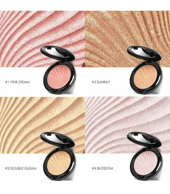 Focallure Ultra Glow BEAM Highlighter compact open, revealing shimmery champagne powder and brush. - thumbnail