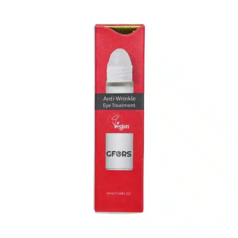GFORS Anti Wrinkle Eye Treatment roll-on in a transparent bottle with gold cap.