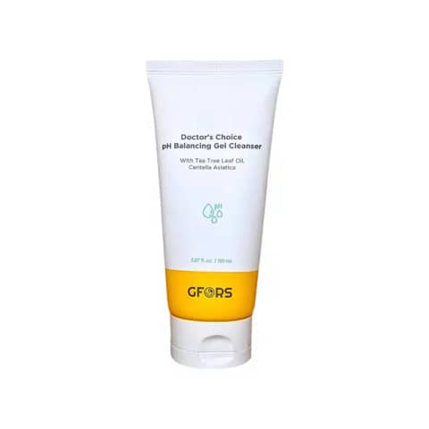 GFORS Doctors Choice PH Balancing Gel Cleanser in a white 150ml tube with blue accents, standing upright.