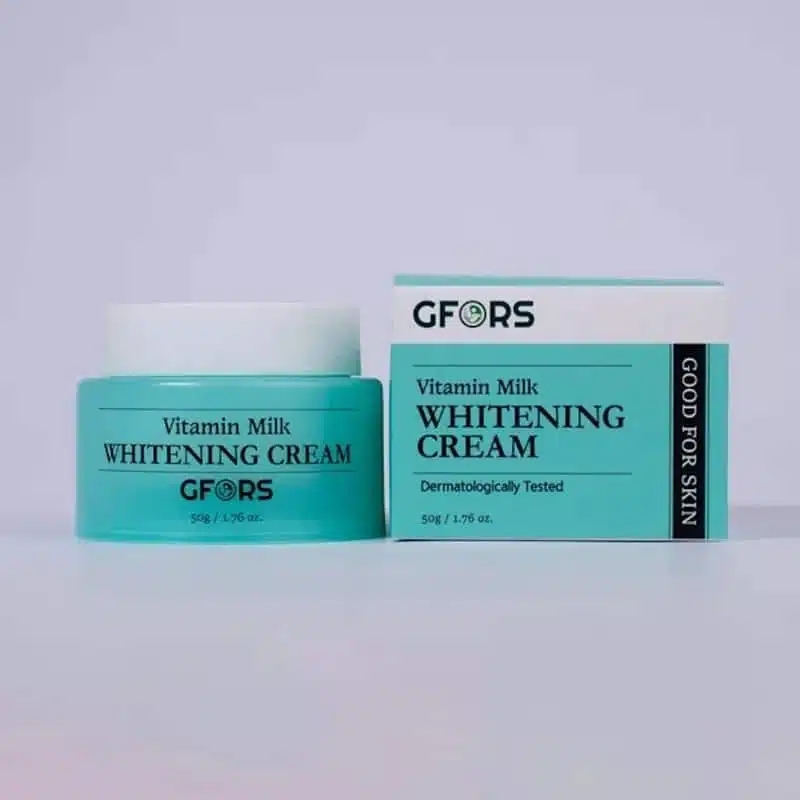 White GFORS Vitamin Milk Whitening Cream 50ml jar, front view, with a vibrant red lid. - thumbnail