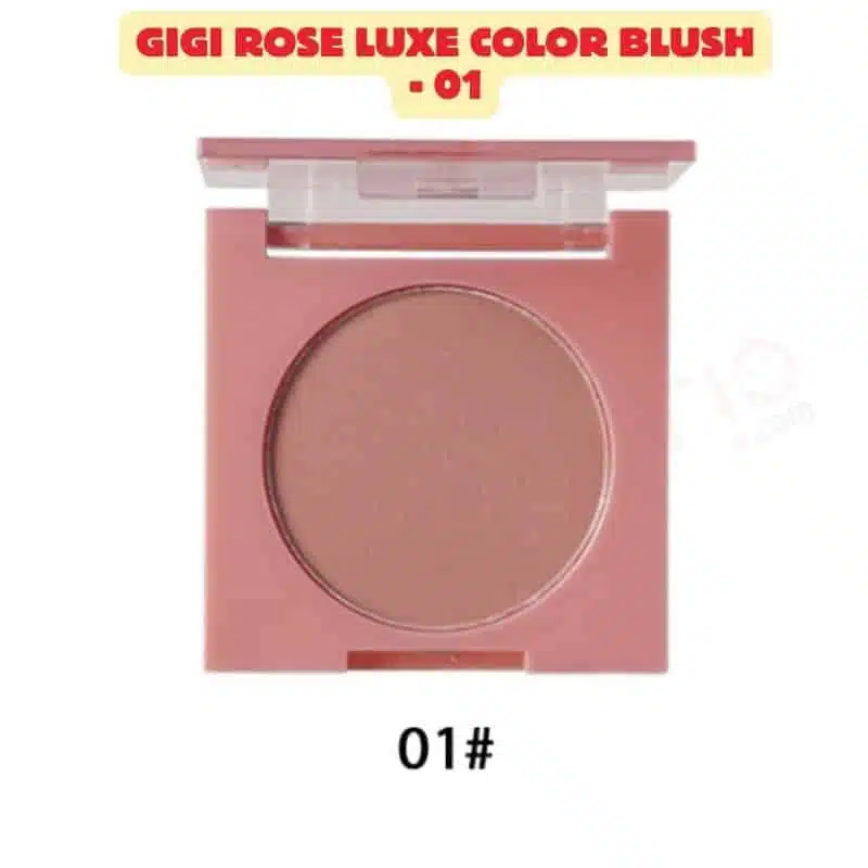 GiGi Rose Luxe Color Blush 01 in elegant closed rose gold compact, showing visible peachy-pink powder. - thumbnail