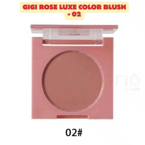 GiGi Rose Luxe Color Blush 02, a sleek closed compact revealing soft peachy-pink shade.