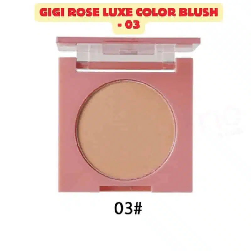 GiGi Rose Luxe Color Blush 03 in a closed, glossy black compact with gold lettering. - thumbnail