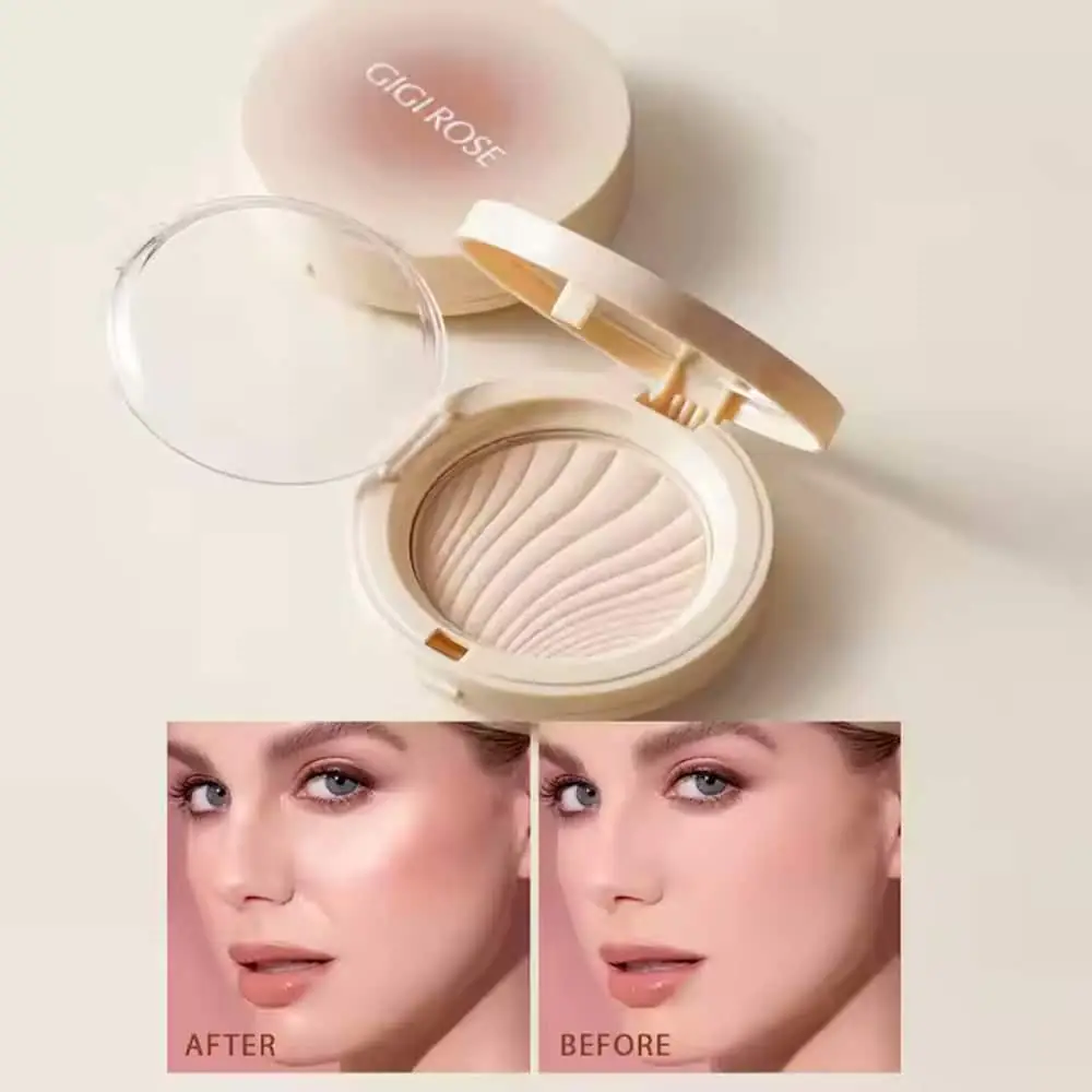 Two GiGi Rose Waterproof Oil Control pressed powder compacts, one open, one closed. - thumbnail