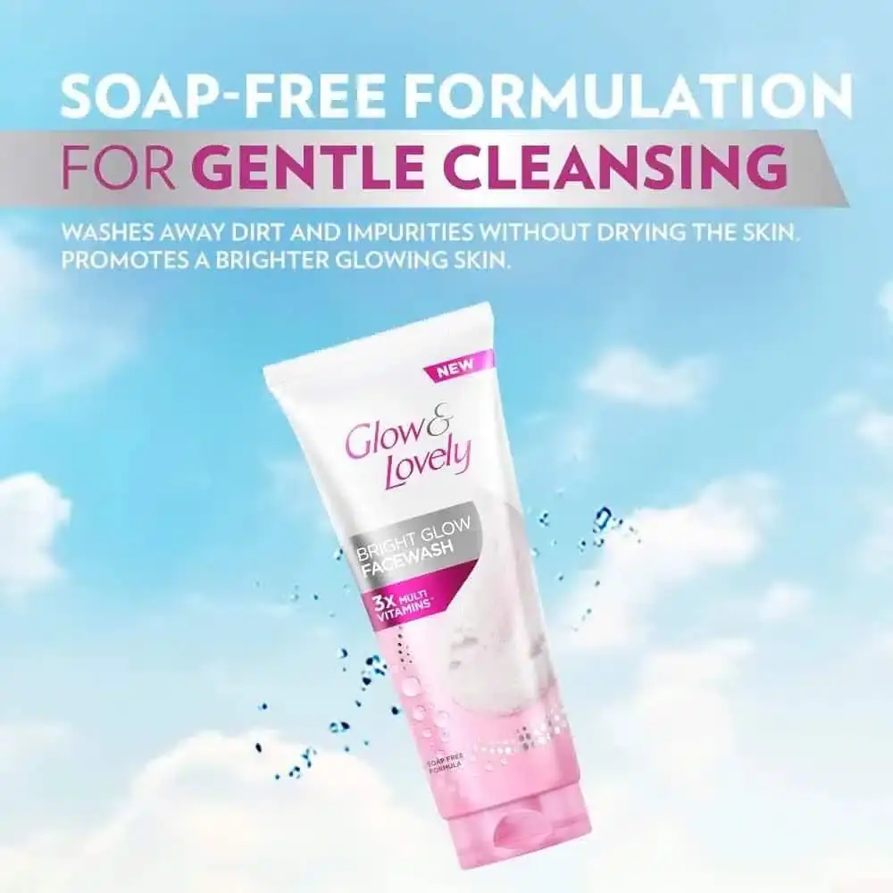 A small white creamy squeeze of Glow & Lovely Bright Glow Facewash gel texture. - thumbnail