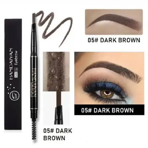 Handaiyan double eyebrow pencils, dark brown and brown, with spoolie brushes and pencil tips.
