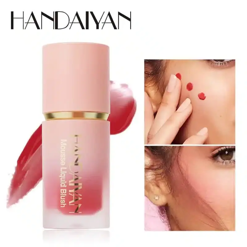 Handaiyan Liquid Blush 05 swatched on skin, showing its natural peachy-pink blended finish. - thumbnail
