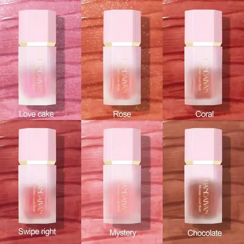 Multiple Handaiyan Liquid Blush 05 tubes scattered, showcasing the vibrant peachy-pink shade. - thumbnail
