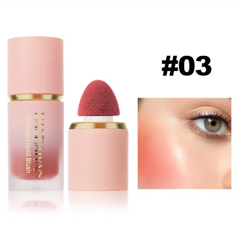 Handaiyan Liquid Blush Coral 03 tube with doe-foot applicator, showing vibrant coral shade. - thumbnail