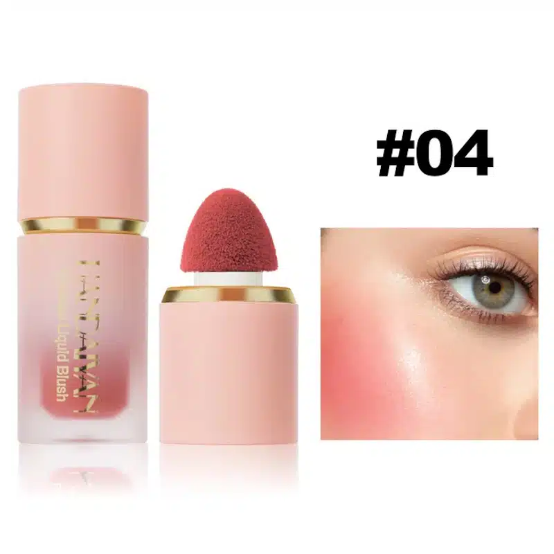 Handaiyan Liquid Blush Swipe Right 04, full product view of the peach-coral liquid. - thumbnail