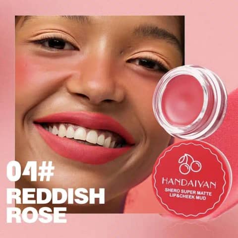 Two Handaiyan Matte Lip Cheek Mud 04 tubes showcasing their elegant light peach packaging.