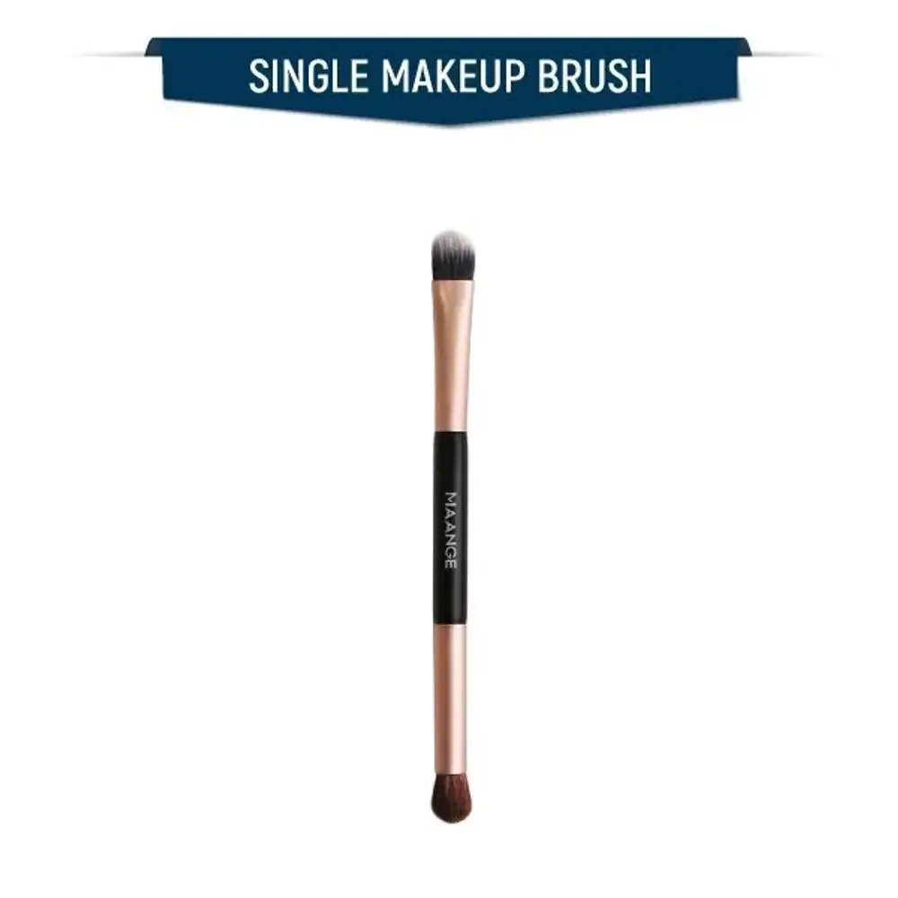 Maange double-head eye shadow brush held upright against white, showcasing its black handle and dual fluffy, dense ends. - thumbnail