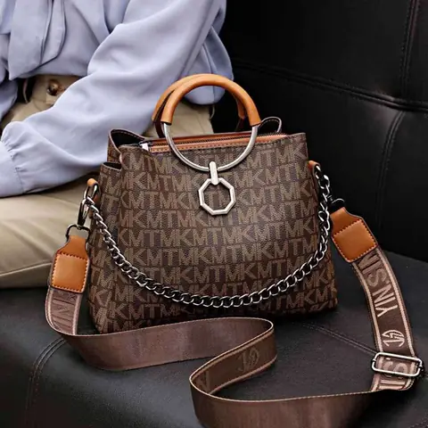 RuSu Luxury Portable Women Bag in khaki with elegant top handle and crossbody strap.