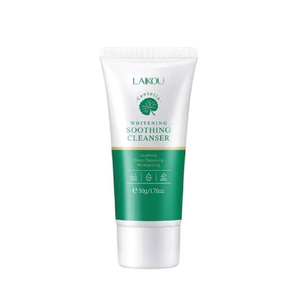 Laikou Whitening Soothing Cleanser 50g tube, standing upright with green and gold accents. - thumbnail