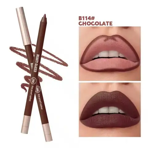 Beauty Glazed Waterproof Long Lasting Lip Liner Pencil B114 Chocolate