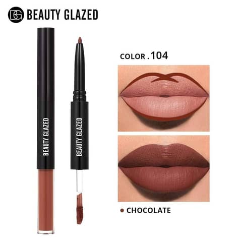 Beauty Glazed Lipstick 2 in 1 Matte Lipliner Chocolate 104