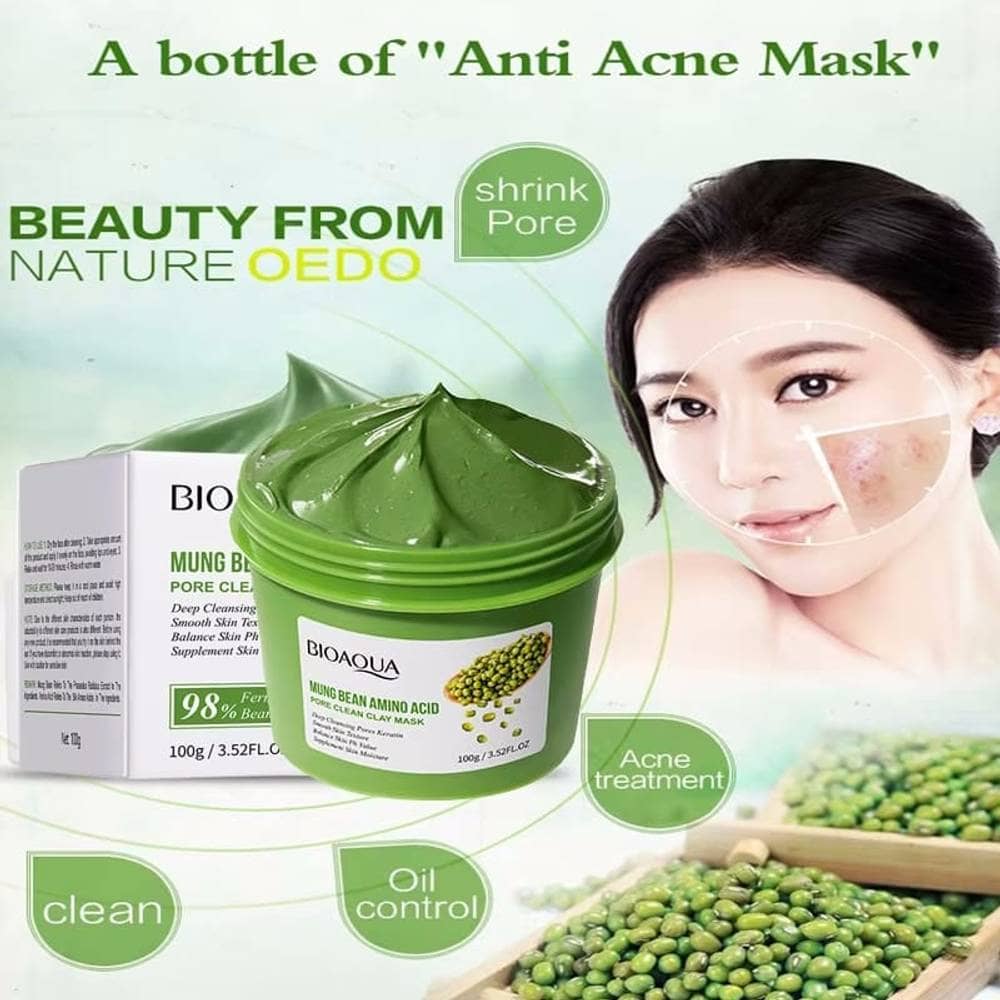 Bioaqua Mung Bean Mino Acid Pore Clean Clay Mask 100g - thumbnail