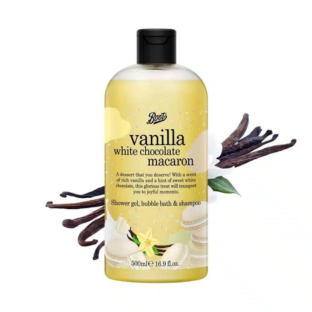 Boots Vanilla White 3in1 Shower Gel, Bubble Bath & Shampoo 500ml - thumbnail