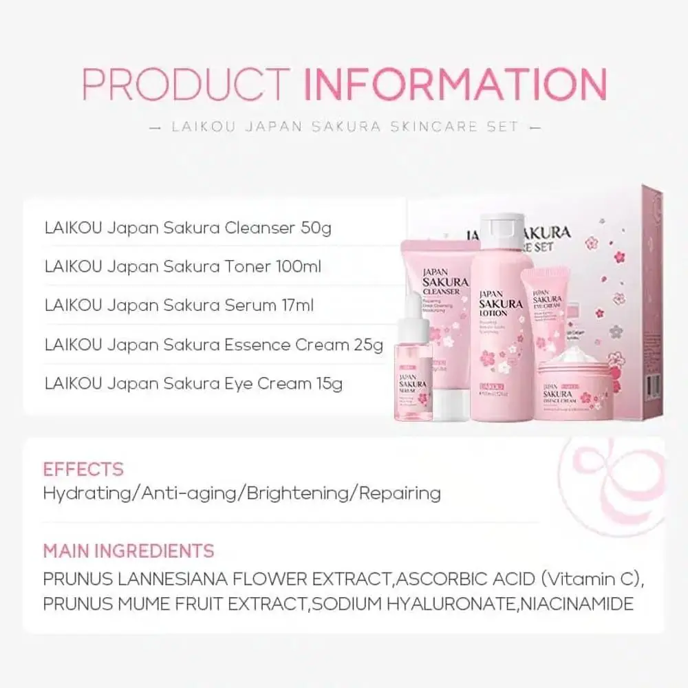 Laikou Japan Sakura Skin Care Set – 5 PCS - thumbnail