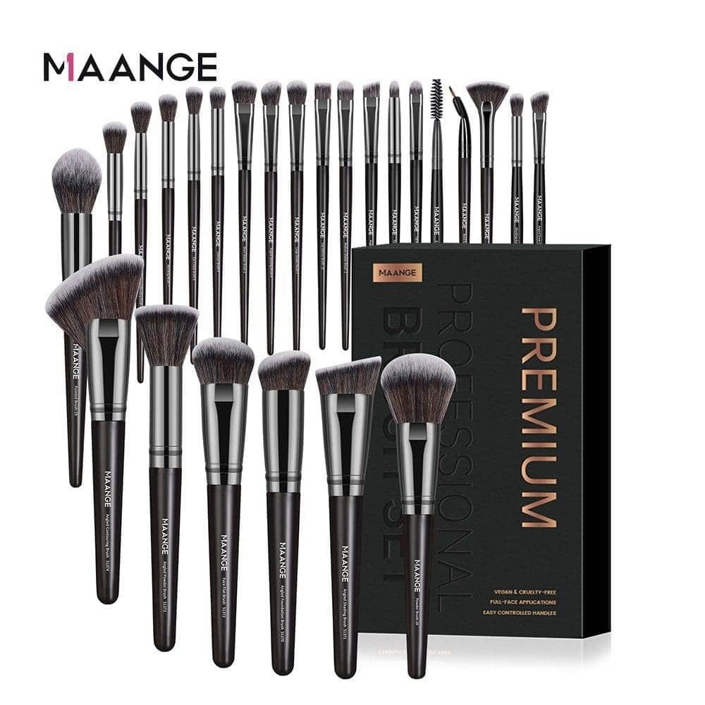 Maange 25Pcs Premium Brush Set – Black - thumbnail