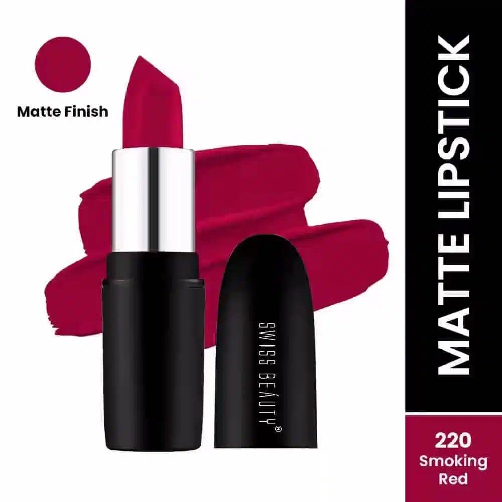Swiss Beauty Pure Matte Lipstick Smoking Red 220 - thumbnail