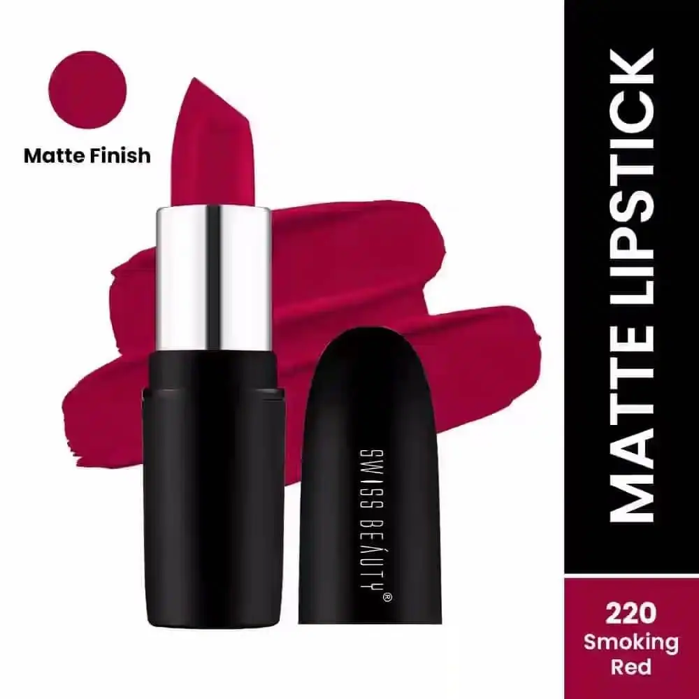 Swiss Beauty Pure Matte Lipstick Smoking Red 220 - thumbnail