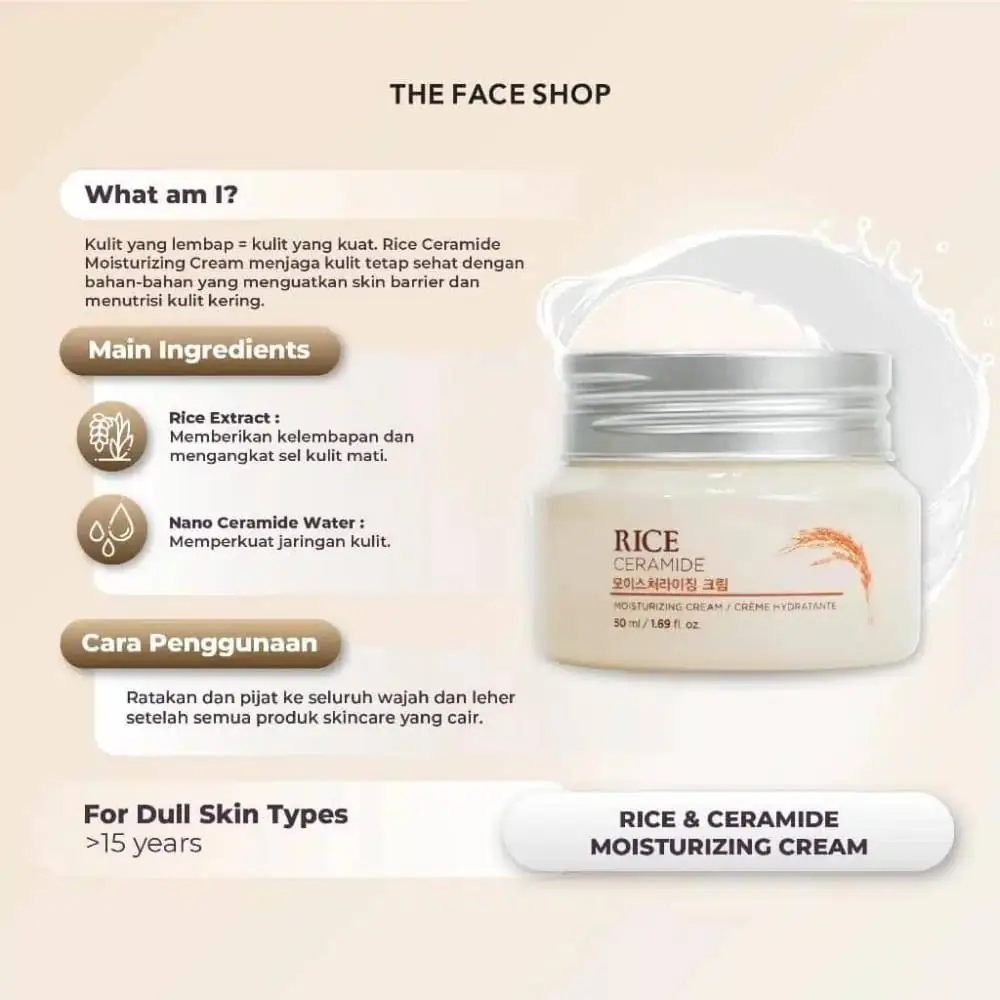 The Face Shop Rice & Ceramide Moisturizing Cream – 50ml - thumbnail