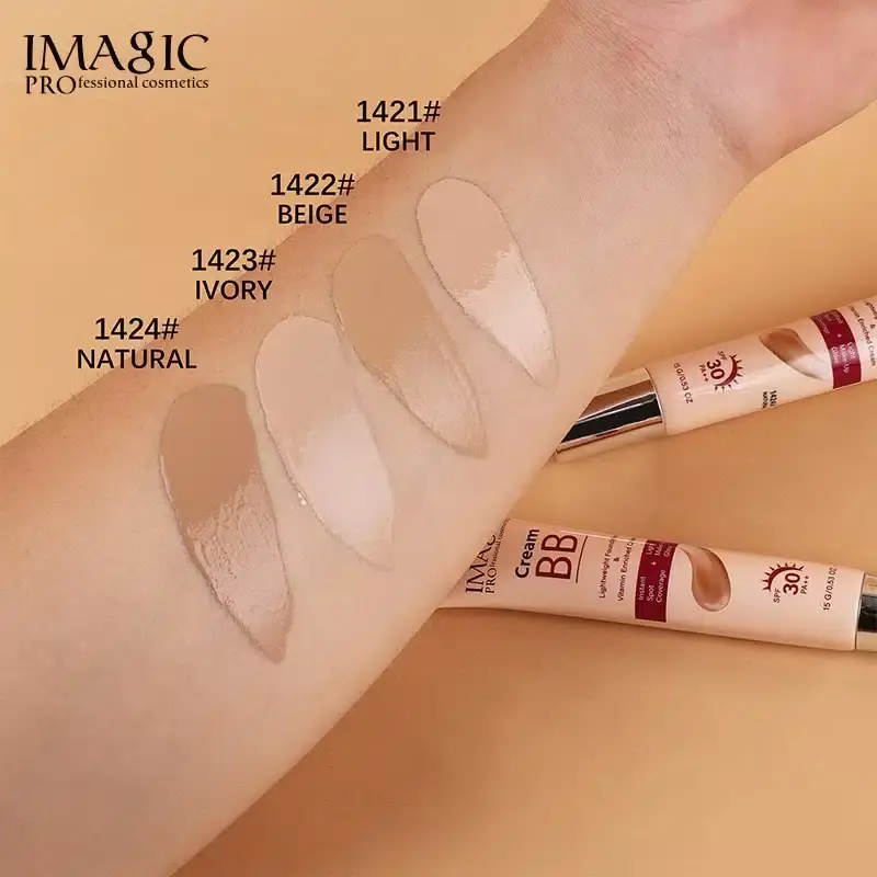 Imagic BB Cream SPF 30PA++ tube, lying horizontally, with metallic rose gold cap. - thumbnail