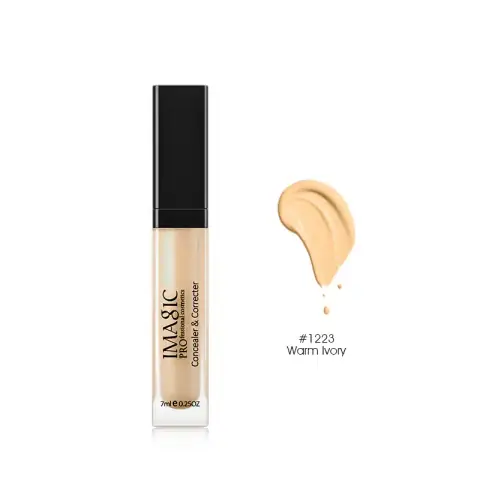 Imagic Concealer Warm Ivory 1223 tube standing upright, showing clear packaging and black cap.
