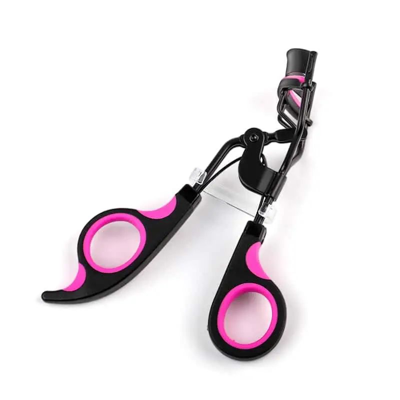 Close-up view of Imagic eyelash curler's ergonomic curved frame and soft black silicone pad. - thumbnail