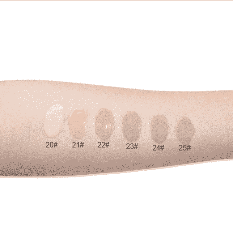 A smooth drop and two swatches of Imagic HD Liquid Foundation, displaying its creamy texture. - thumbnail