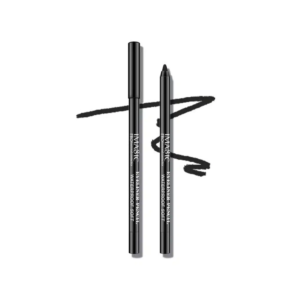 Imagic Waterproof Long Lasting Kajal pencil, black with gold branding, showing a sharpened tip. - thumbnail