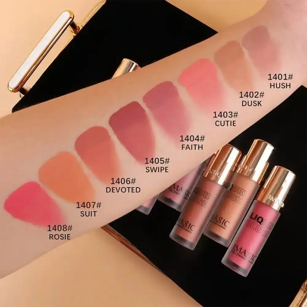 Two Imagic Liquid Blush tubes, one standing, one lying, showcasing full product packaging. - thumbnail