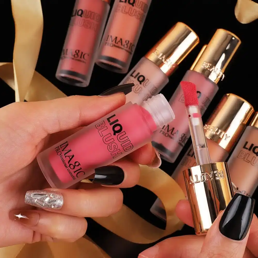 Imagic Liquid Blush Rosie 1408 tube lying horizontally, showcasing its full packaging design. - thumbnail