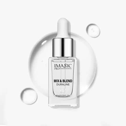 Imagic Mix and Blend Duraline 10ml in a clear glass bottle with a black cap, front view.